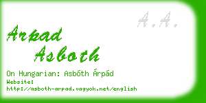 arpad asboth business card